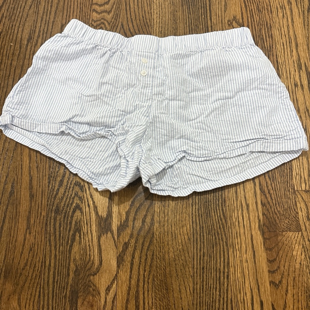 Brandy Melville Light Blue Striped Pajama Shorts